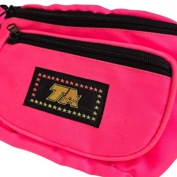 Vintage 90s Neon Pink Fanny pack crossbody Adjustable Black Strap festival retro - Picture 8 of 9
